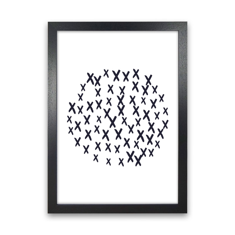 Black Crosses Circle Abstract Modern Print Black Grain