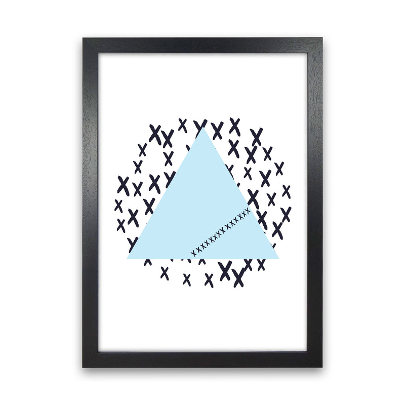 Blue Triangle With Crosses Abstract Modern Print Black Grain