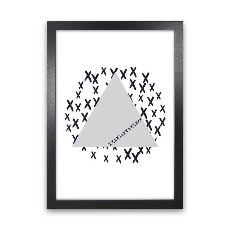 Grey Triangle With Crosses Abstract Modern Print Black Grain