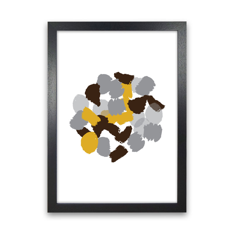 Mustard Abstract Paint Splodge Modern Print Black Grain