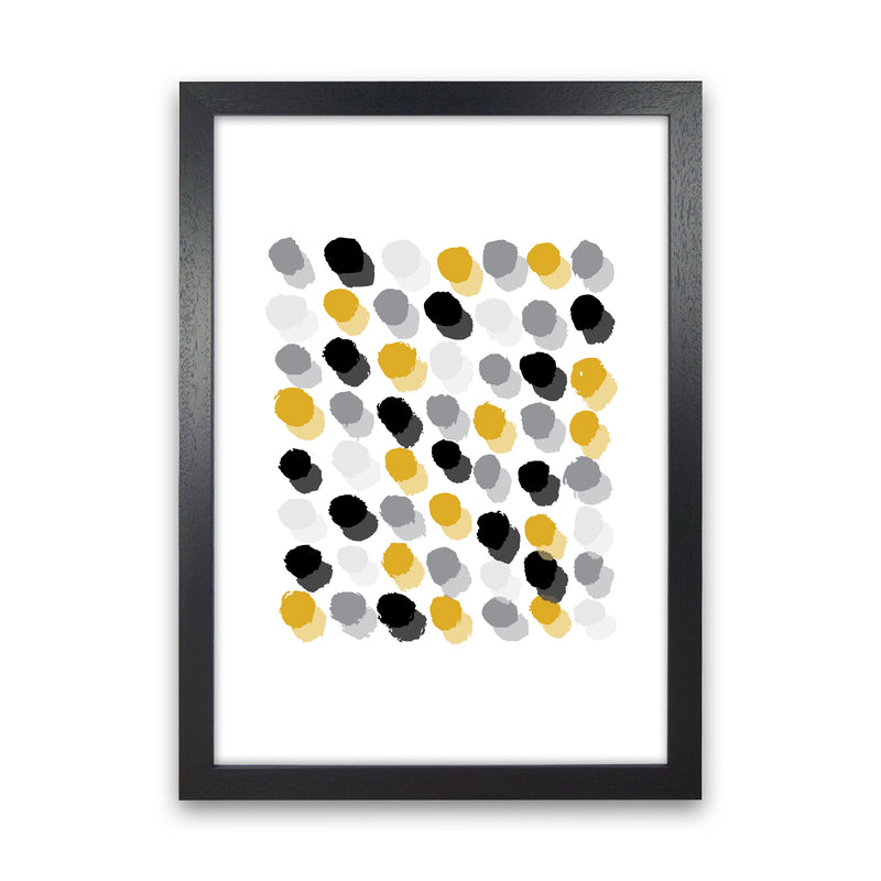 Mustard Polka Dots Abstract Modern Print Black Grain