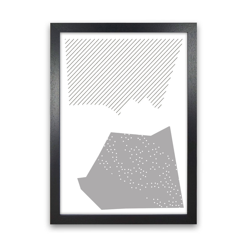 Grey Top And Bottom Abstract Modern Print Black Grain