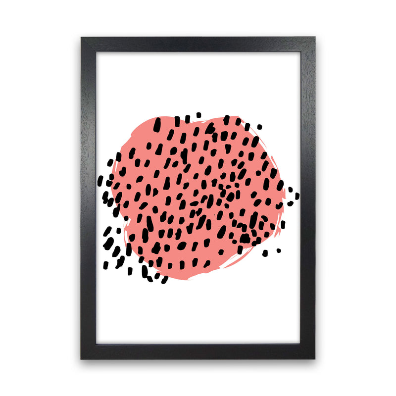 Coral Blob With Black Polka Dots Abstract Modern Print Black Grain