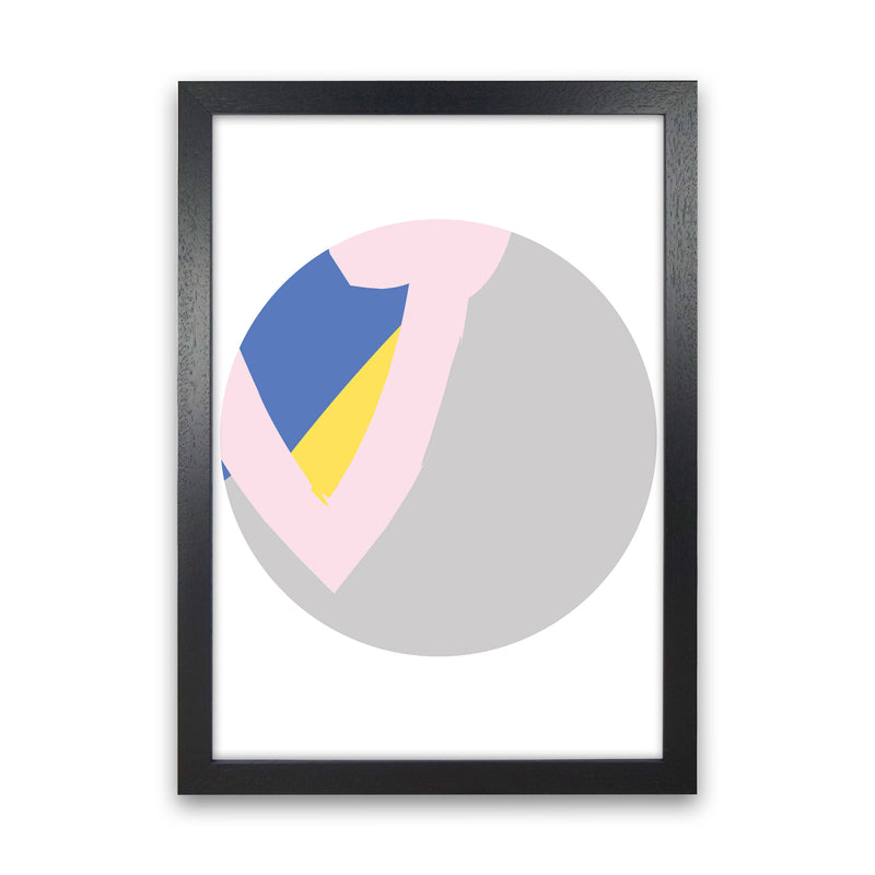 Grey, Pink And Navy Abstract Circle Modern Print Black Grain