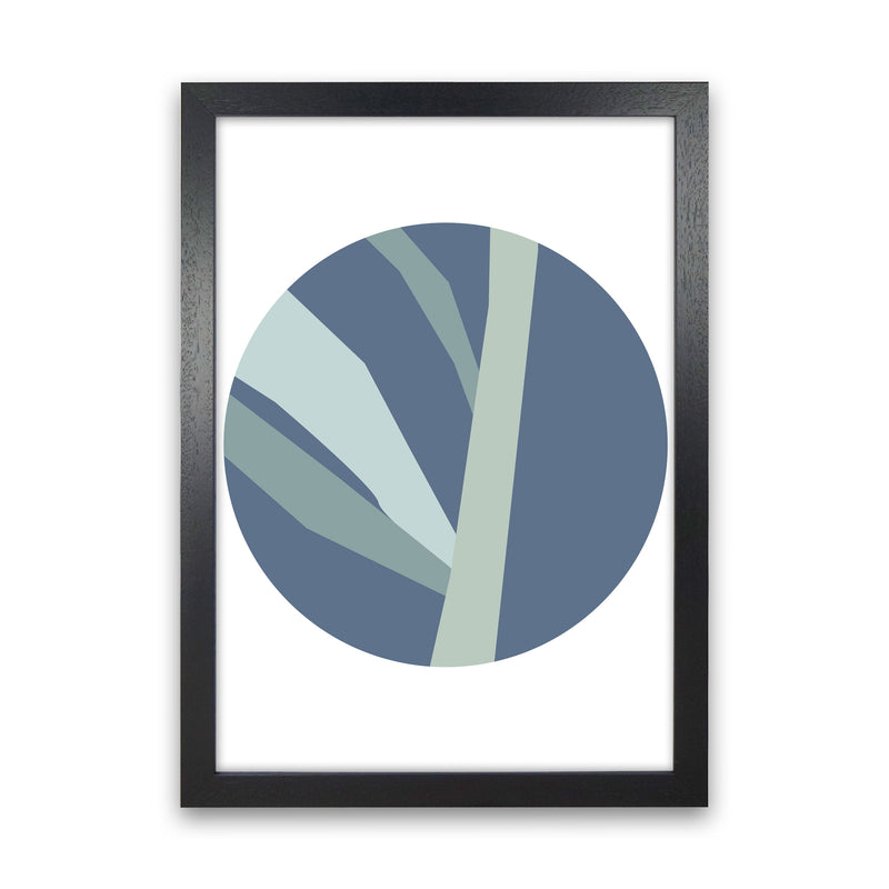 Navy Abstract Circle With Branches Modern Print Black Grain