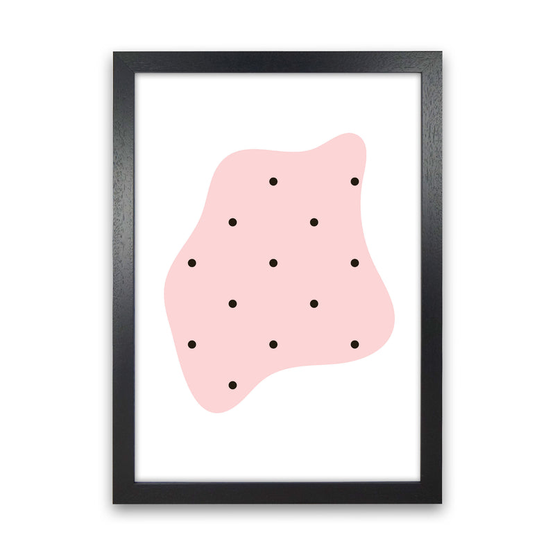Abstract Pink Shape With Polka Dots Modern Print Black Grain