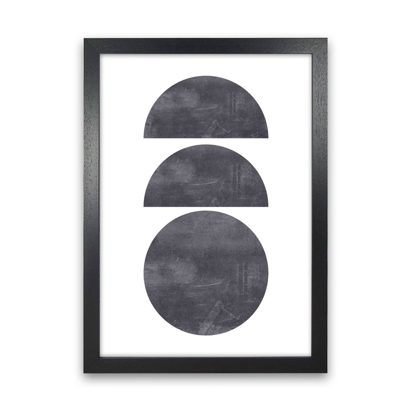 Abstract Scratched Texture Circles Modern Print Black Grain