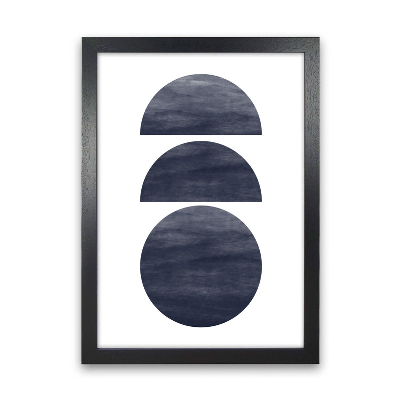 Abstract Navy Circles Modern Print Black Grain