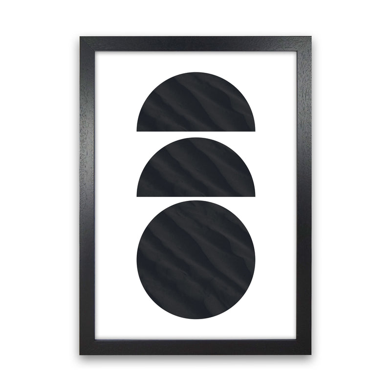 Abstract Black Textured Circles Modern Print Black Grain
