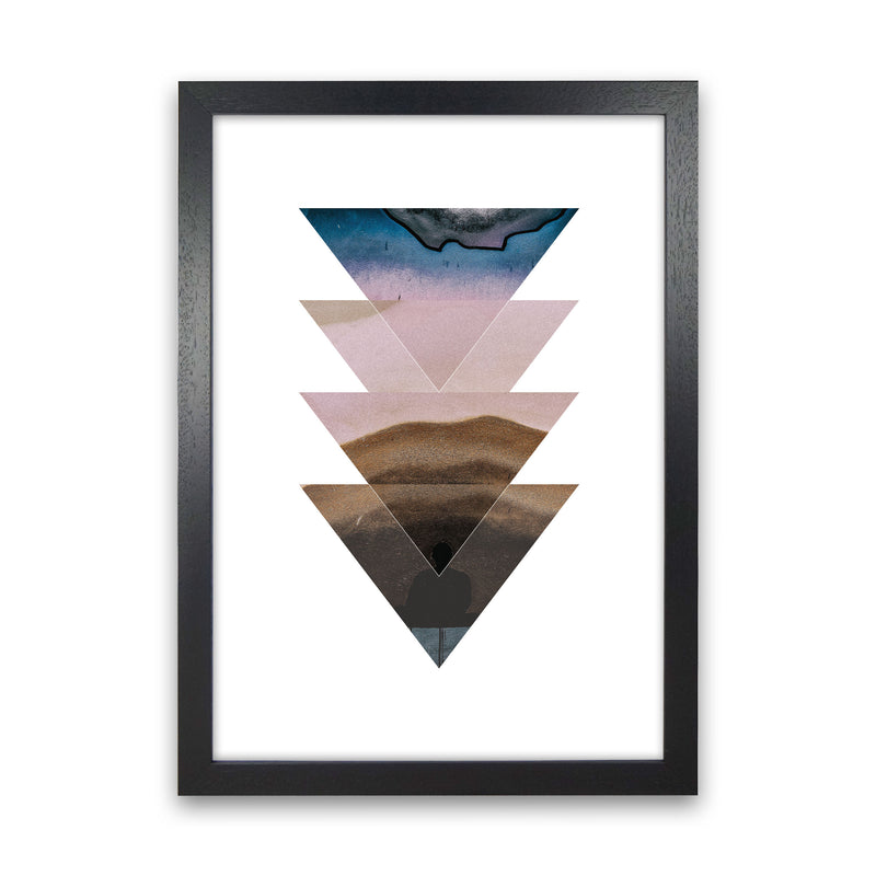 Pastel And Sand Abstract Triangles Modern Print Black Grain