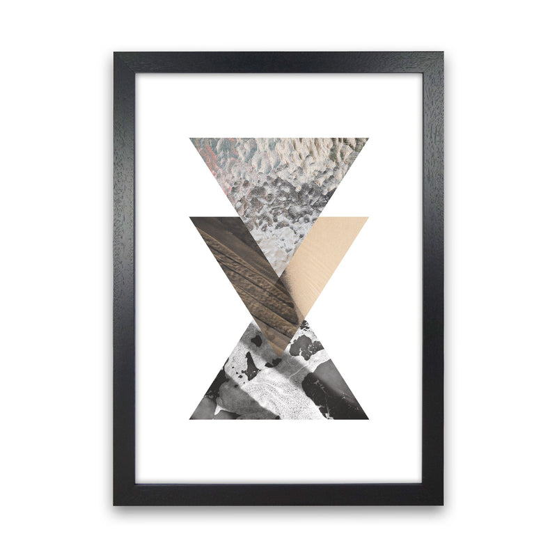 Sand, Glass And Shadow Abstract Triangles Modern Print Black Grain