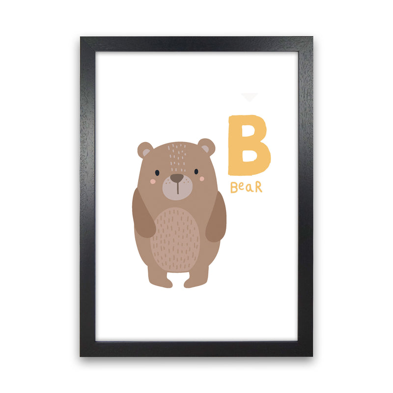 Alphabet Animals, B Is Forbear Framed Nursey Wall Art Print Black Grain