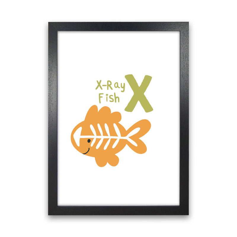 Alphabet Animals, X Is For X-Ray Fish, Nursey Wall Art Poster Black Grain