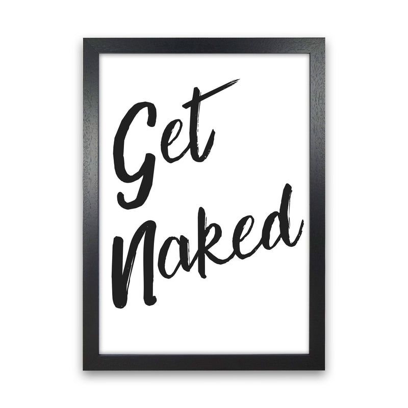 Get Naked 2, Bathroom Modern Print, Framed Bathroom Wall Art Black Grain