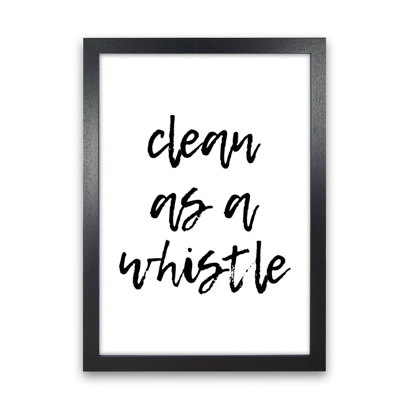 Clean As A Whistle, Bathroom Modern Print, Framed Bathroom Wall Art Black Grain