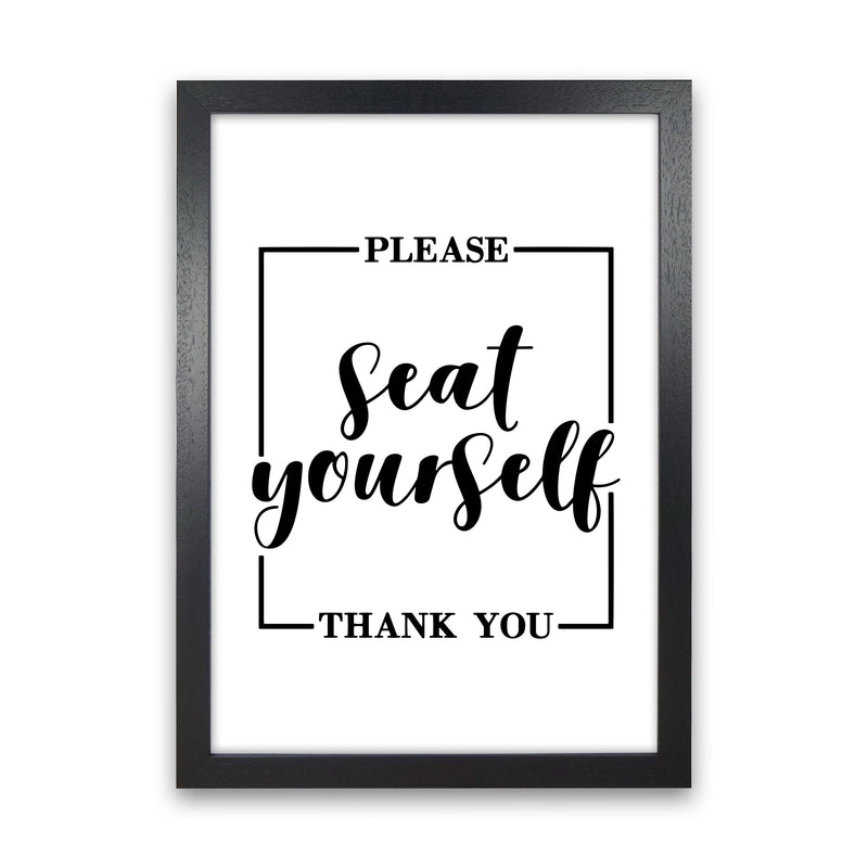Seat Yourself, Bathroom Modern Print, Framed Bathroom Wall Art Black Grain