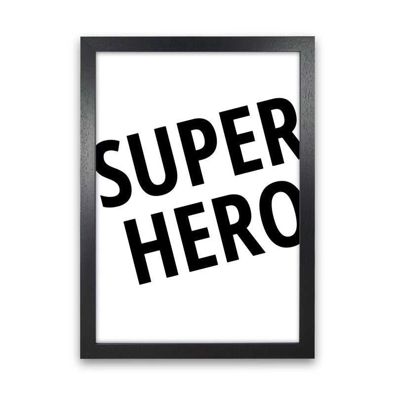 Superhero Framed Nursey Wall Art Print Black Grain