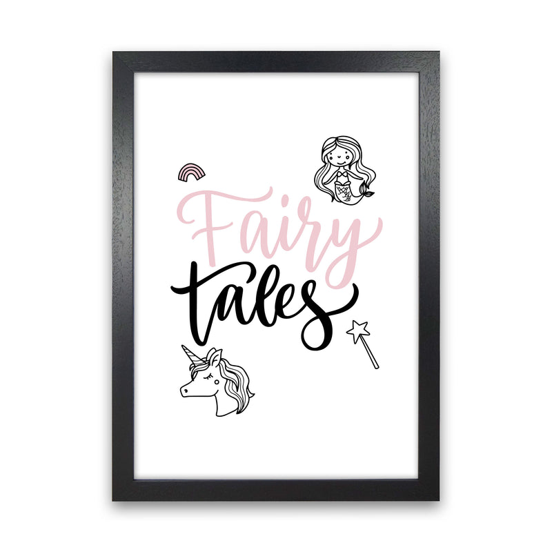 Fairy Tales Black And Pink Framed Nursey Wall Art Print Black Grain