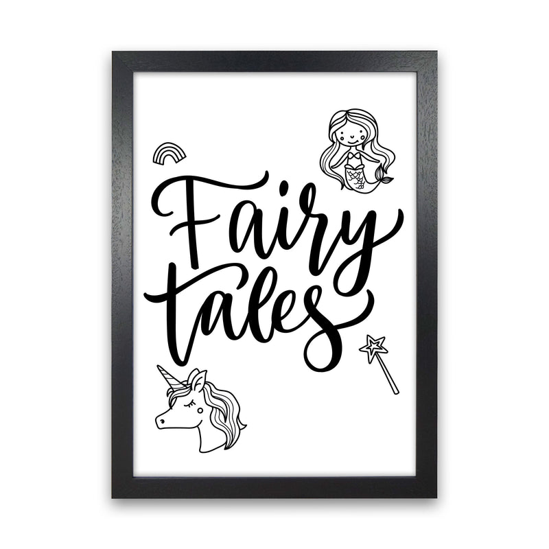 Fairy Tales Black Framed Nursey Wall Art Print Black Grain