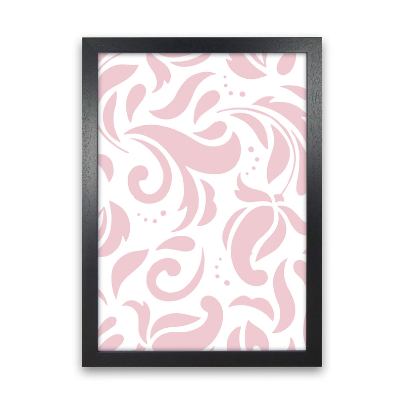 Pink Floral Pattern Modern Print Black Grain