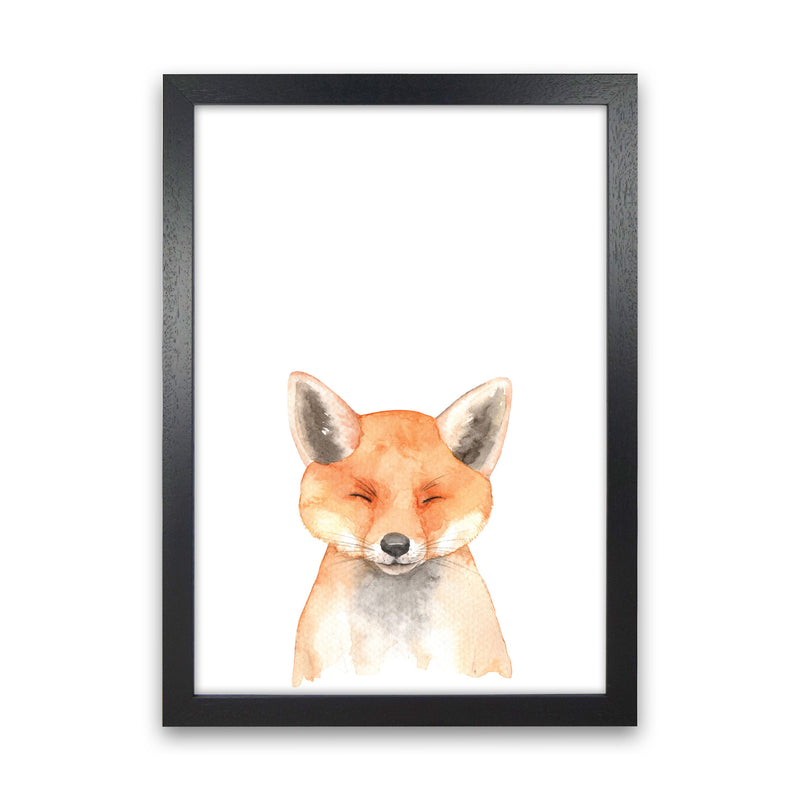 Forest Friends, Cute Fox Modern Print Animal Art Print Black Grain