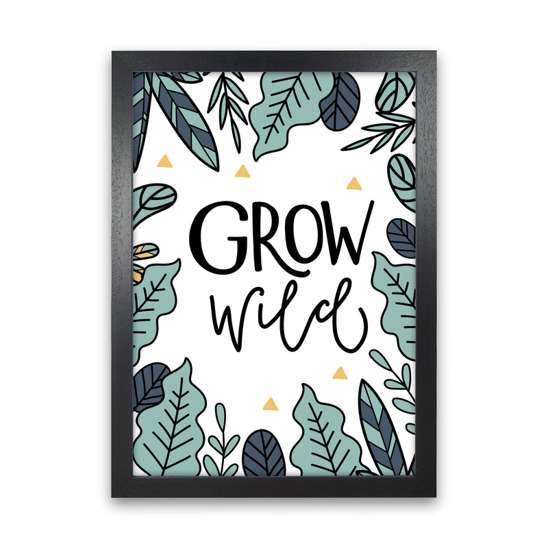Grow Wild Floral Modern Print, Framed Kitchen Wall Art Black Grain