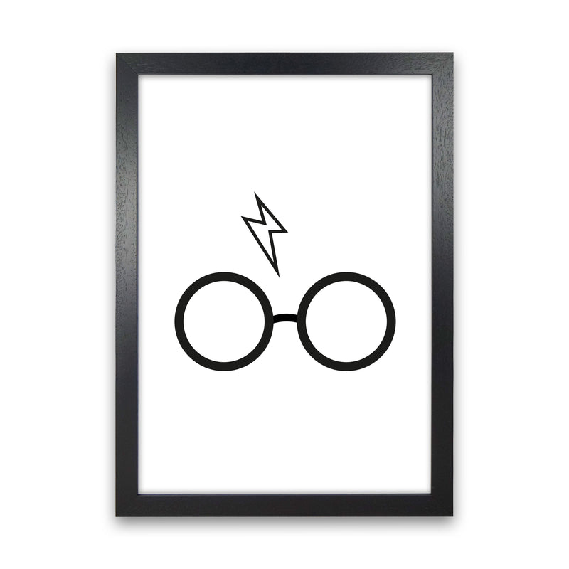 Harry Potter Glasses And Scar Framed Nursey Wall Art Print Black Grain