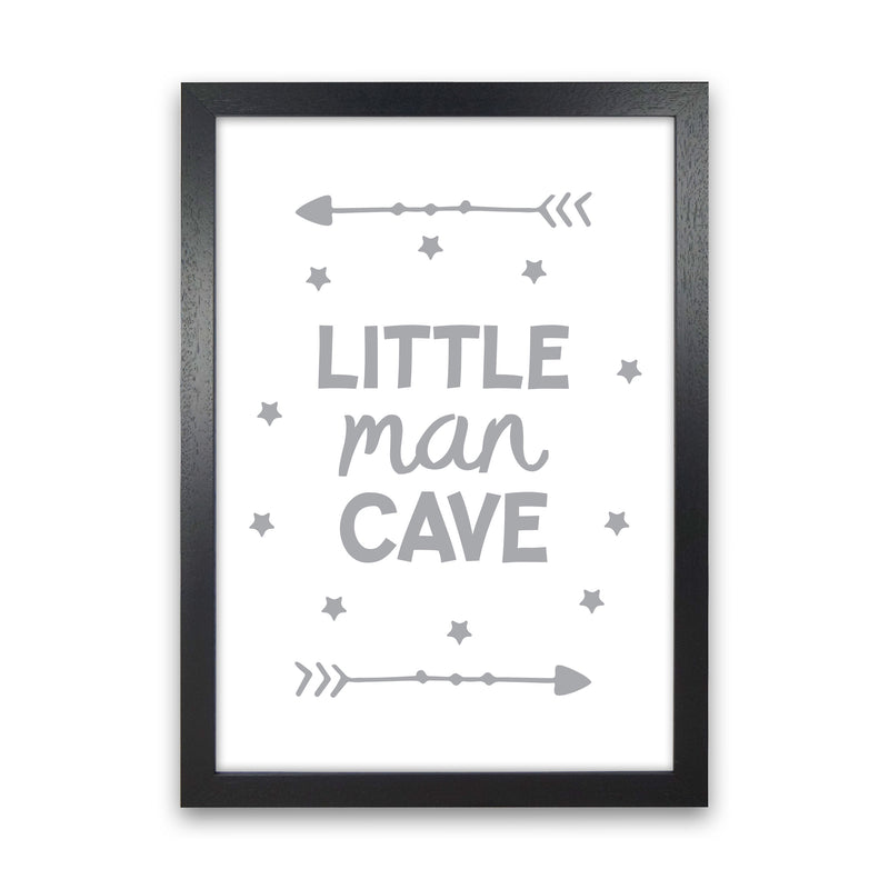 Little Man Cave Grey Arrows Framed Nursey Wall Art Print Black Grain