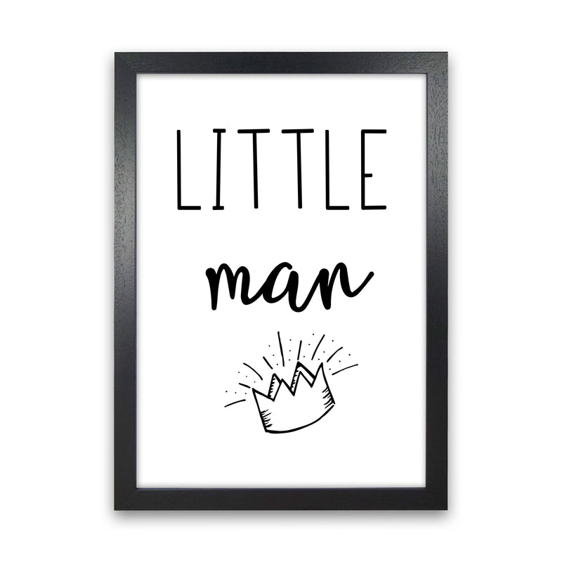 Little Man Crown Framed Nursey Wall Art Print Black Grain