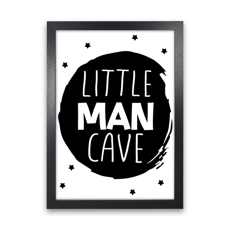Little Man Cave Black Circle Framed Nursey Wall Art Print Black Grain