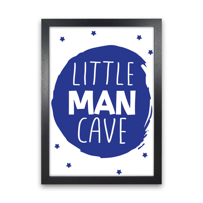 Little Man Cave Navy Circle Framed Nursey Wall Art Print Black Grain