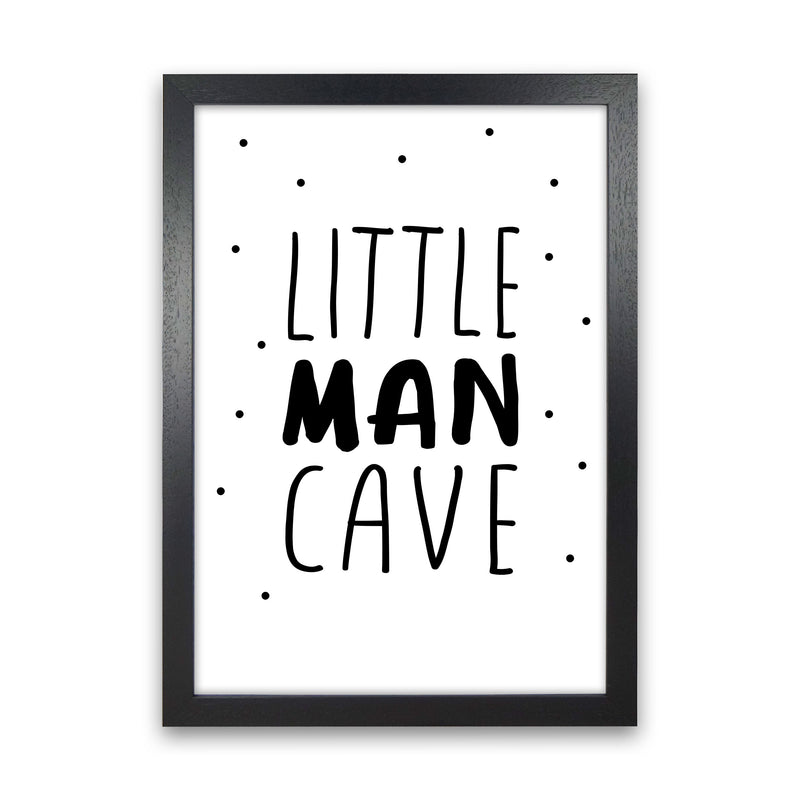 Little Man Cave Black Dots Framed Nursey Wall Art Print Black Grain
