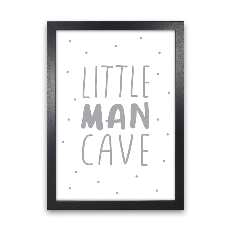 Little Man Cave Grey Dots Framed Nursey Wall Art Print Black Grain