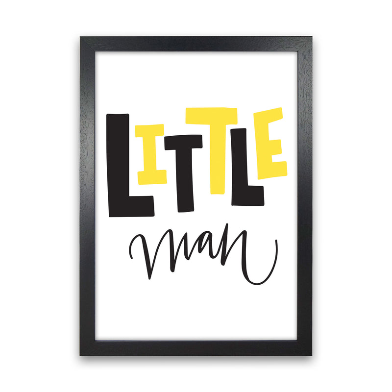 Little Man Yellow And Black Framed Nursey Wall Art Print Black Grain