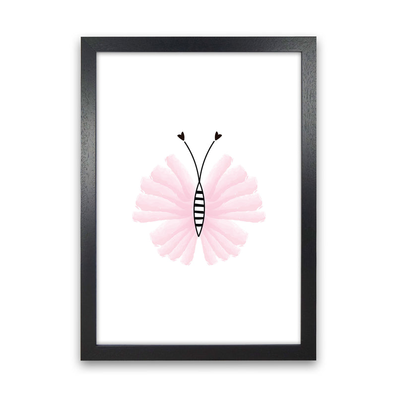 Pink Butterfly Modern Print Animal Art Print Black Grain