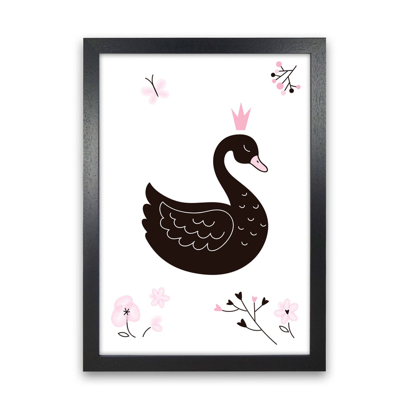 Black Swan Modern Print Animal Art Print Black Grain