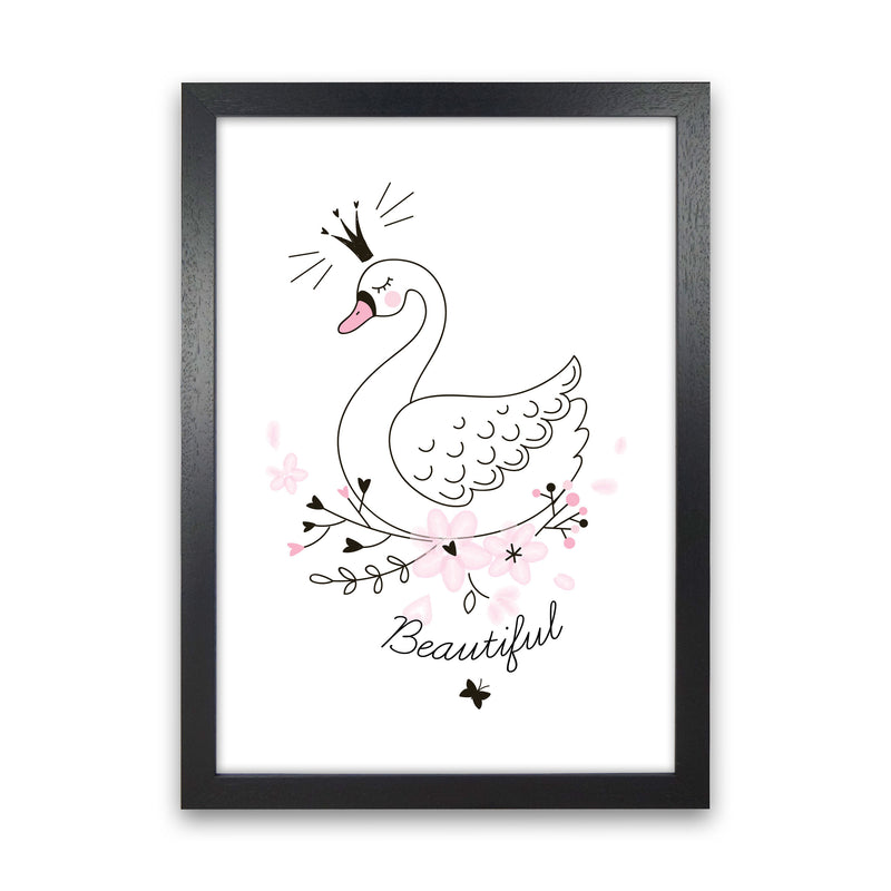 Beautiful Swan Modern Print Animal Art Print Black Grain