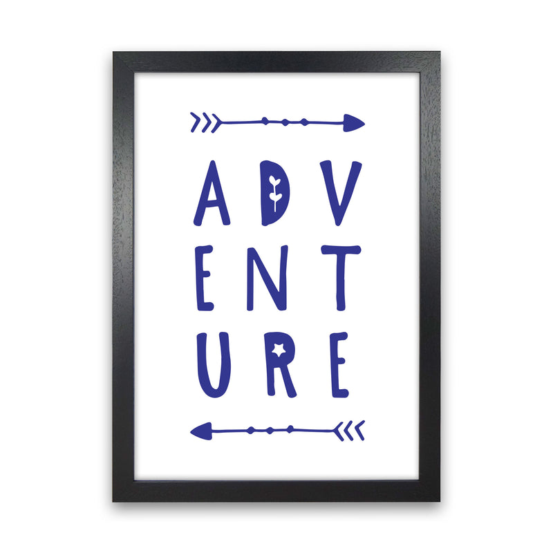 Adventure Navy Framed Typography Wall Art Print Black Grain