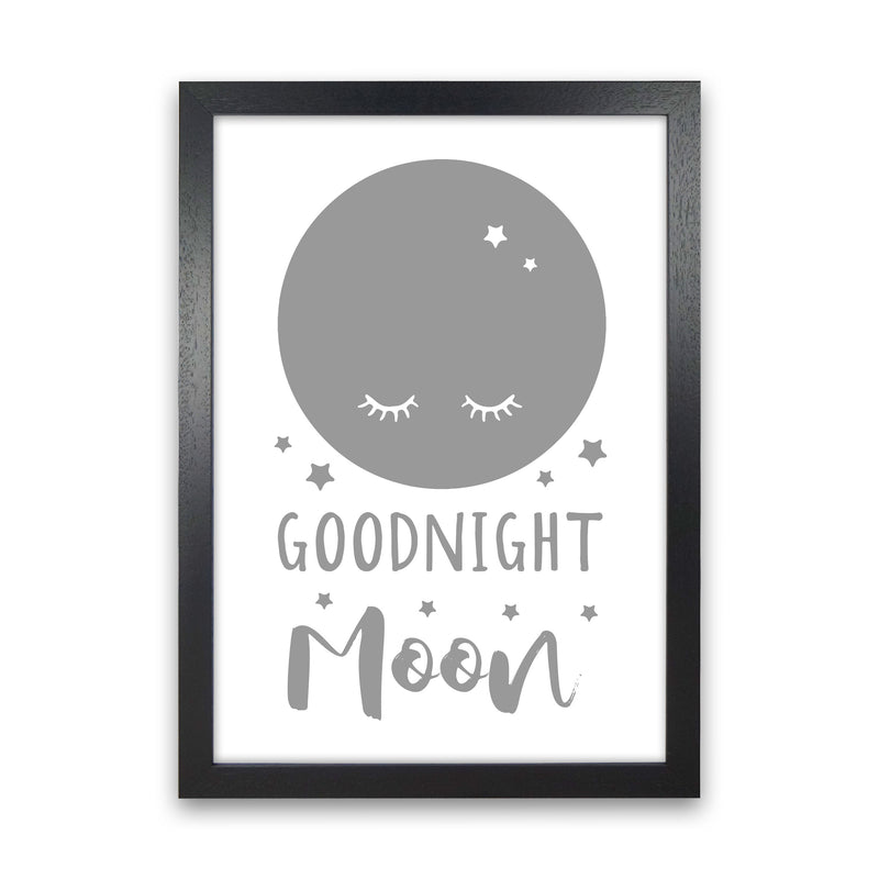 Goodnight Moon Grey Framed Nursey Wall Art Print Black Grain