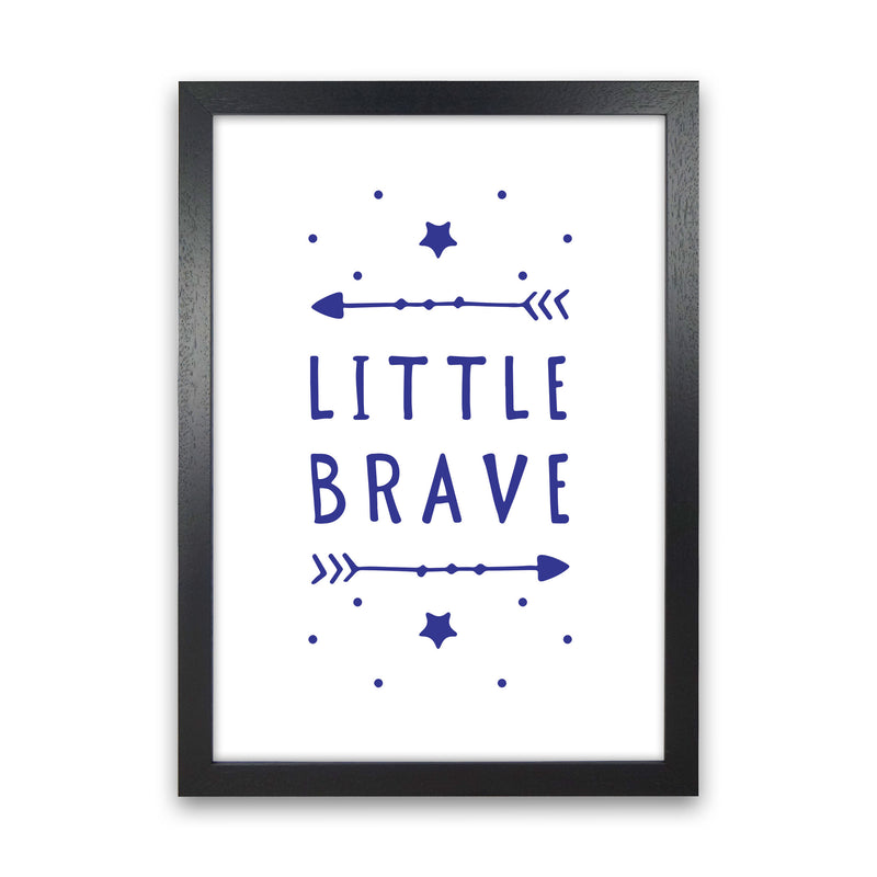 Little Brave Navy Framed Typography Wall Art Print Black Grain