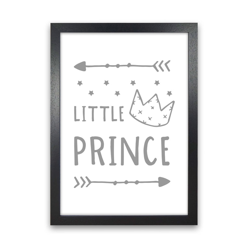 Little Prince Grey Framed Nursey Wall Art Print Black Grain