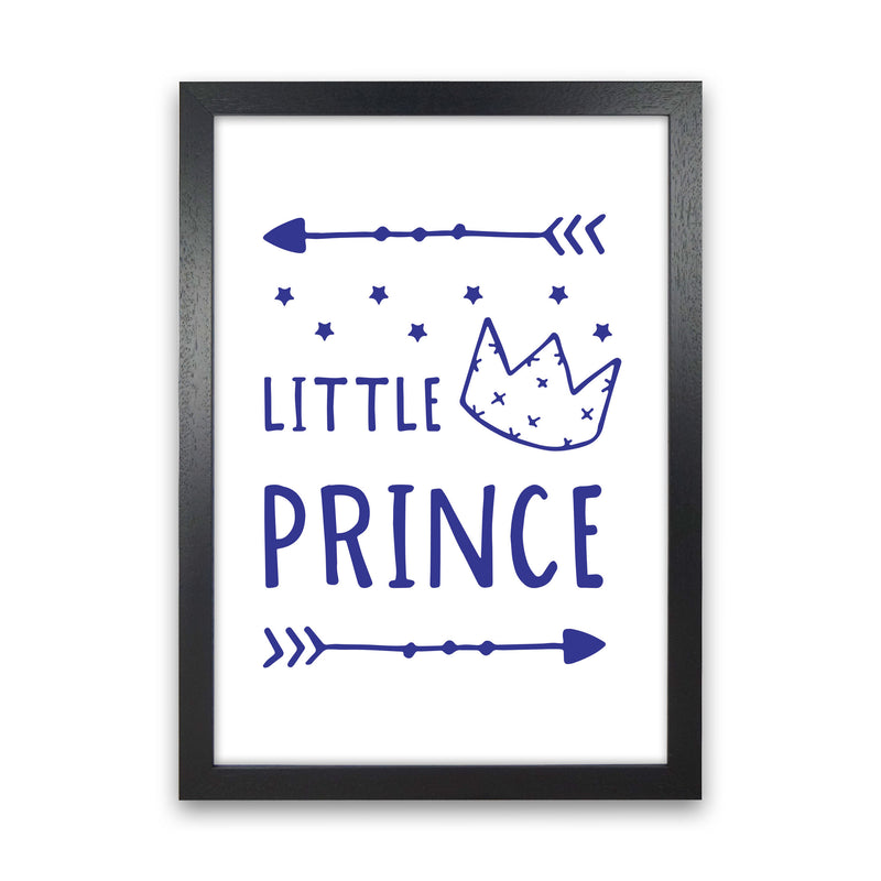 Little Prince Navy Framed Nursey Wall Art Print Black Grain