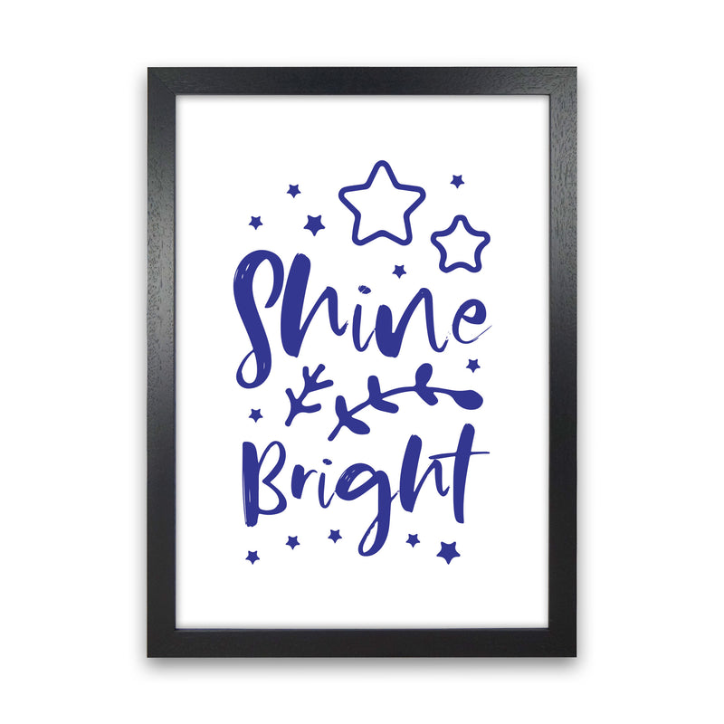 Shine Bright Navy Framed Nursey Wall Art Print Black Grain