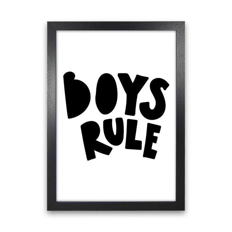 Boys Rule Black Framed Nursey Wall Art Print Black Grain