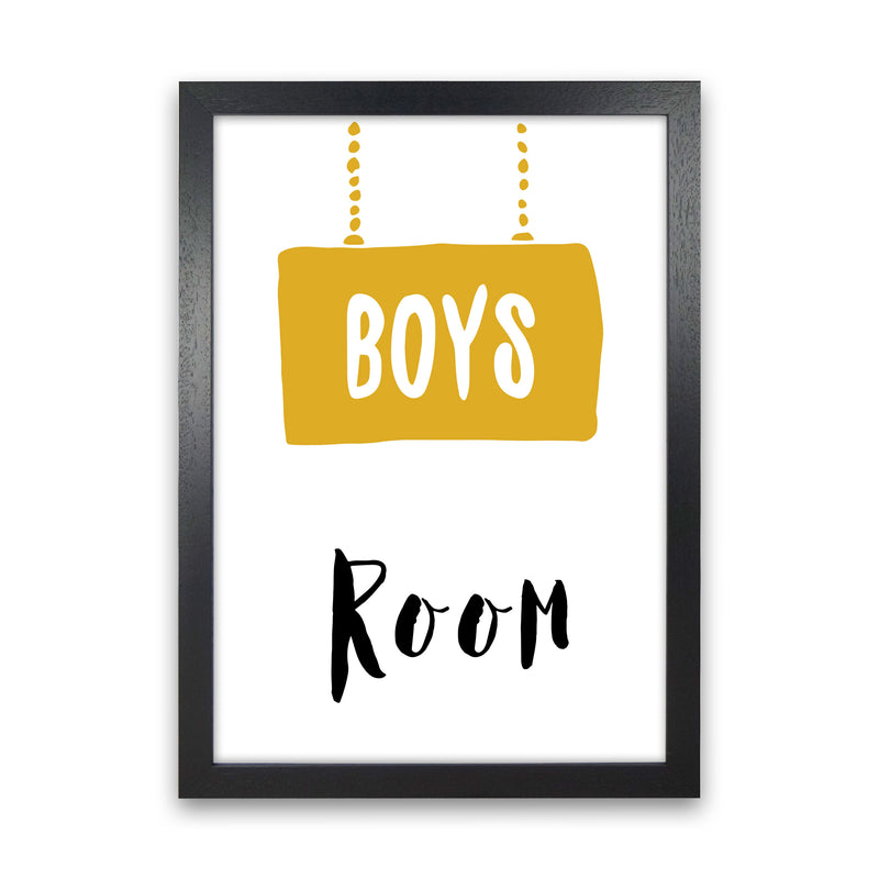 Boys Room Mustard Framed Nursey Wall Art Print Black Grain