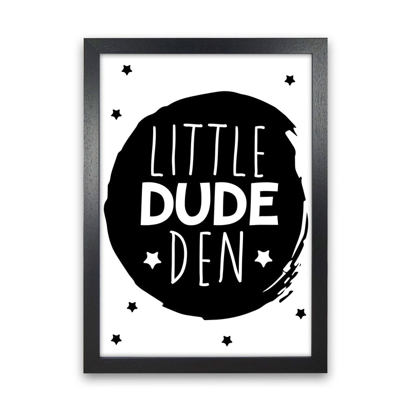 Little Dude Den Black Circle Framed Nursey Wall Art Print Black Grain