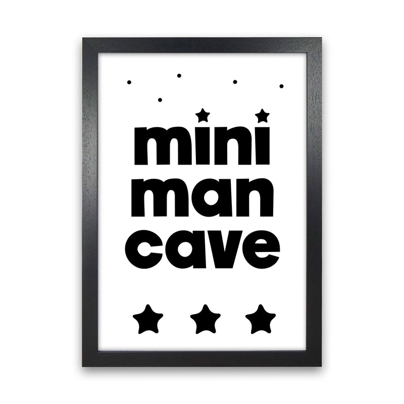 Mini Man Cave Black Framed Nursey Wall Art Print Black Grain