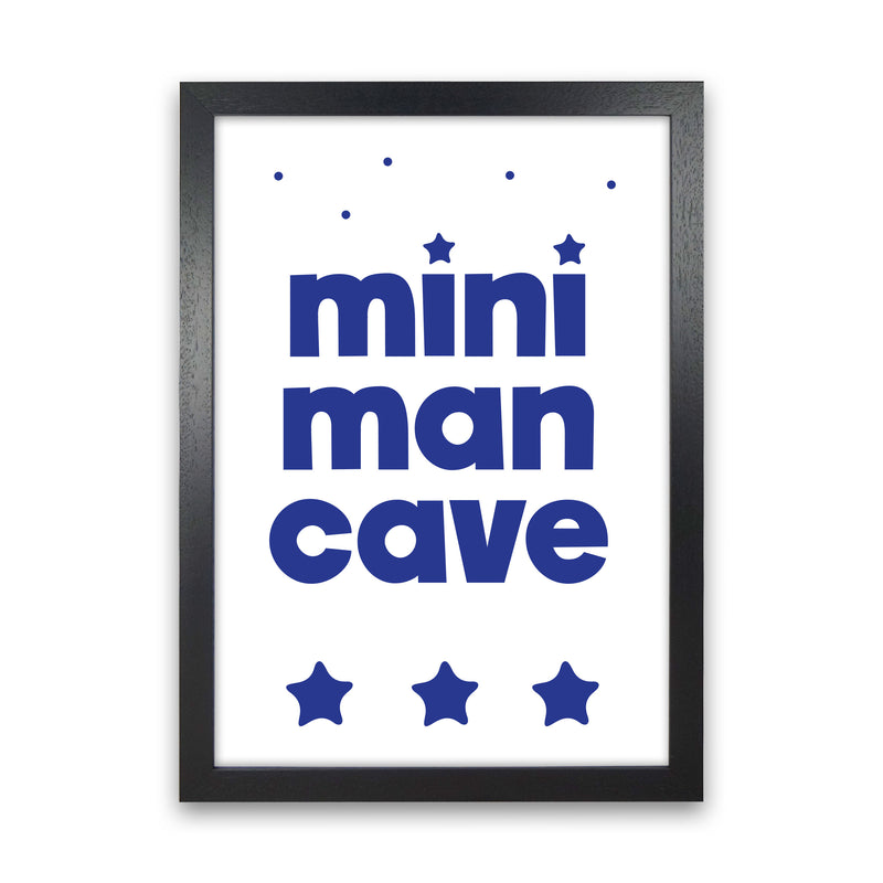 Mini Man Cave Navy Framed Nursey Wall Art Print Black Grain