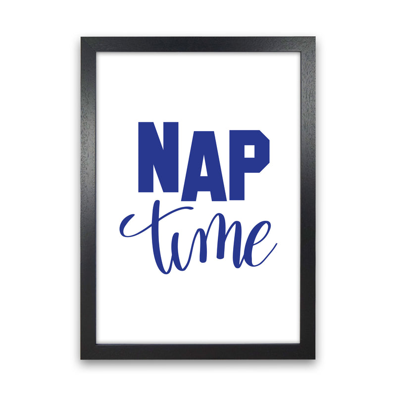 Nap Time Navy Framed Typography Wall Art Print Black Grain