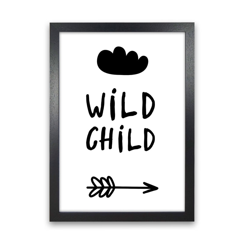 Wild Child Black Framed Nursey Wall Art Print Black Grain